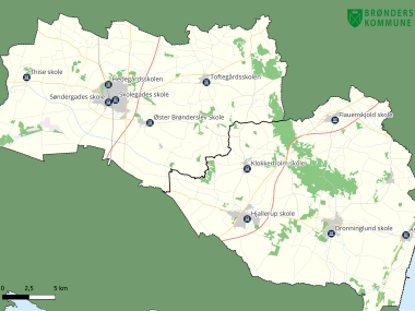 Kort over Brønderslev Kommune